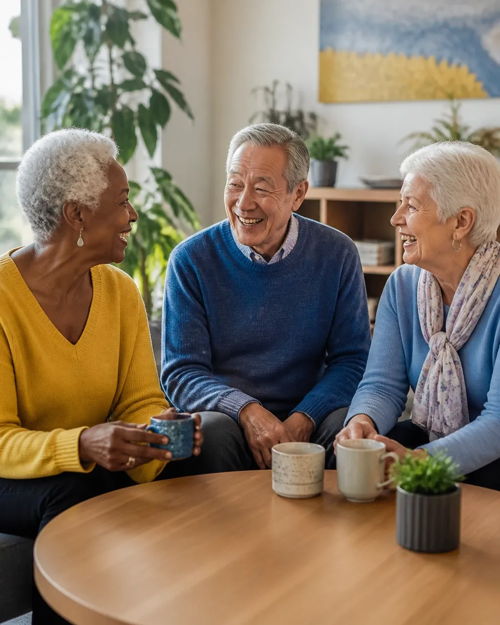 Older adults enjoying time together in a welcoming community setting