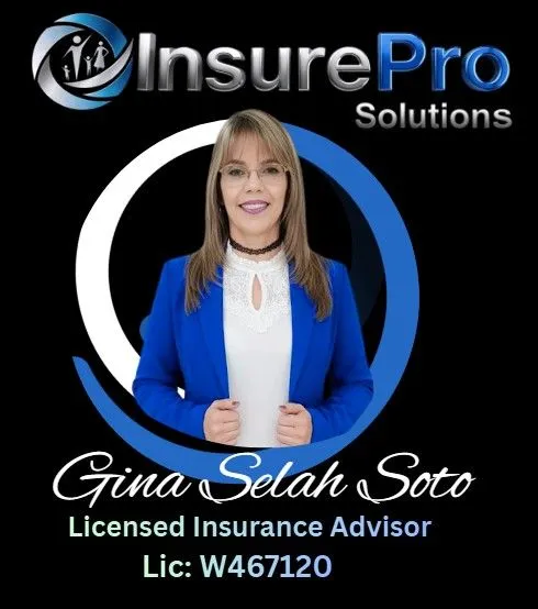 InsurePro Solutions logo featuring Gina Selah Soto, Licensed Insurance Advisor
